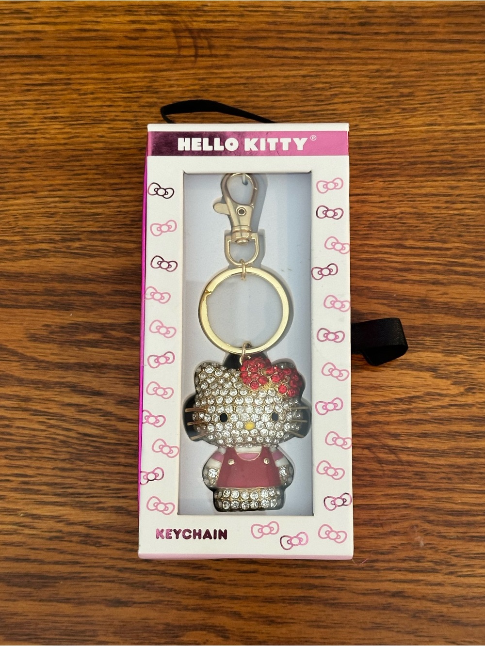 New Sanrio Hello Kitty Bling Pave Rhinestone Keychain Clip On Bag Charm